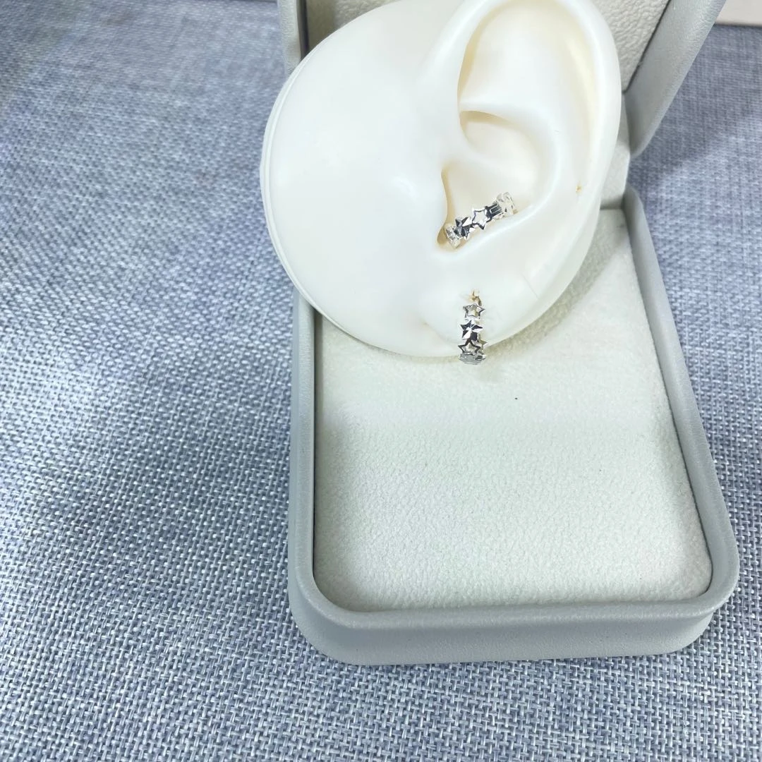 PT950 铂金耳饰 星星耳扣 内径约9.7mm宽约3.8mm S 29095