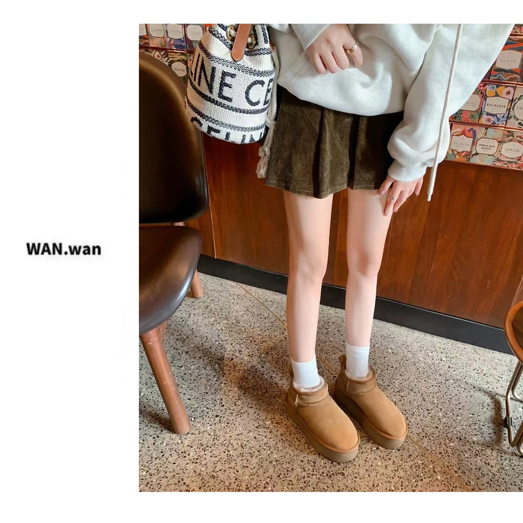 【U叽叽】超好看~周冬雨同款加绒厚底雪地靴短靴女冬