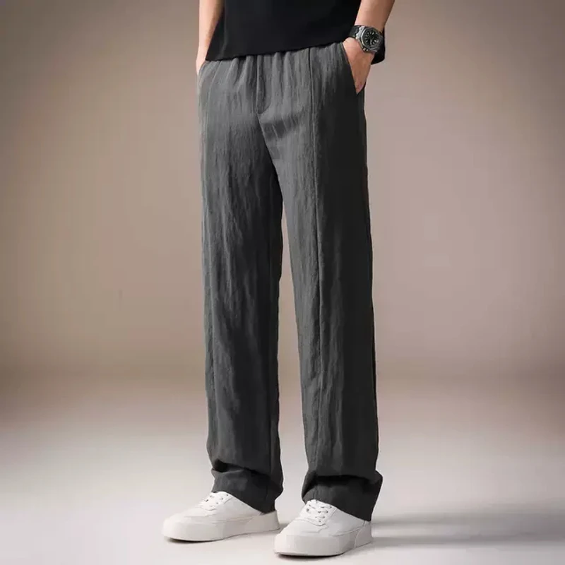 法国Cebrodz高端莱赛尔亚麻垂感休闲裤男夏季轻薄日系复古阔腿