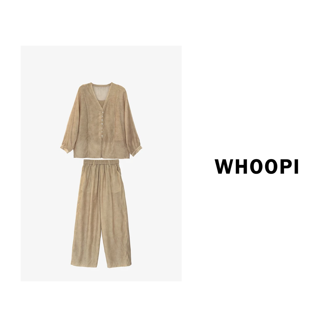 【Whoopi】【漫江南】国风新中式暗纹提花套装禅意松弛套装（带吊带）