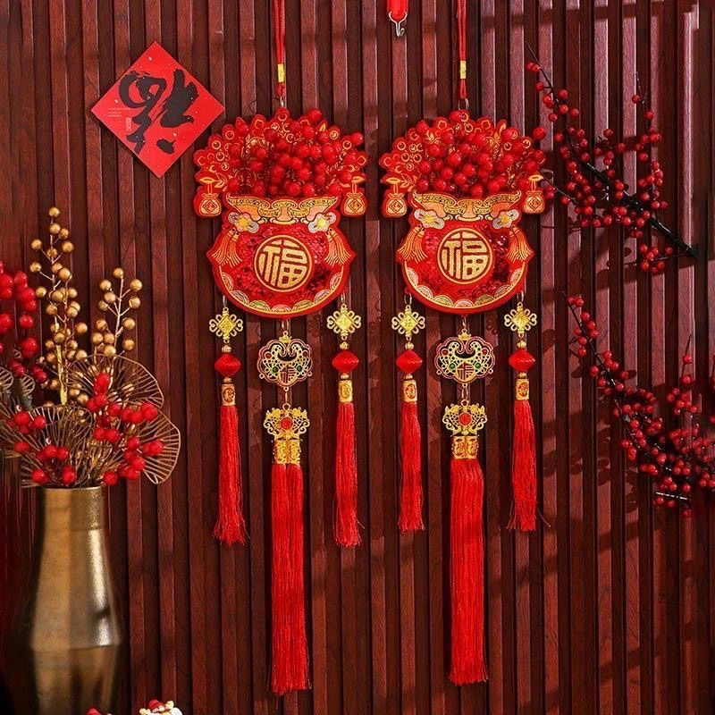 【新品福利】2026年福临春节喜庆植绒印花福包红果挂串中国结挂件