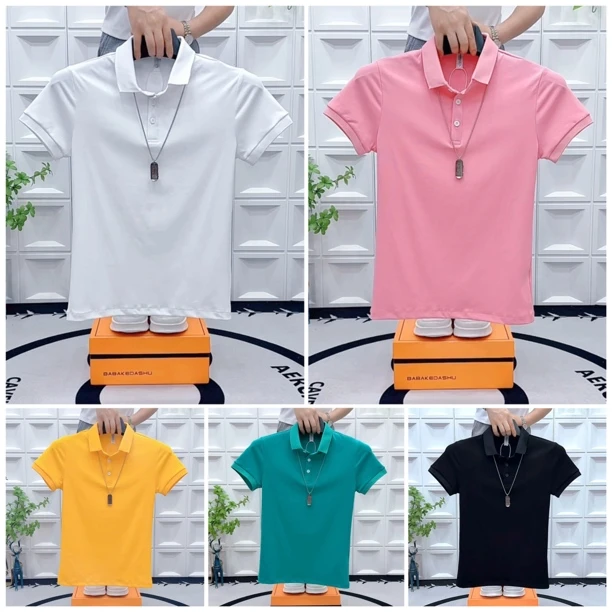 夏季潮流时尚修身Polo衫纯色简约韩版短袖网红小清新休闲常规款