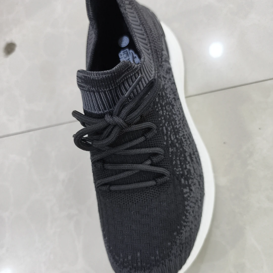 透气耐磨纯色圆头春秋季厚底网面鞋百搭飞织机能男女式潮鞋男士