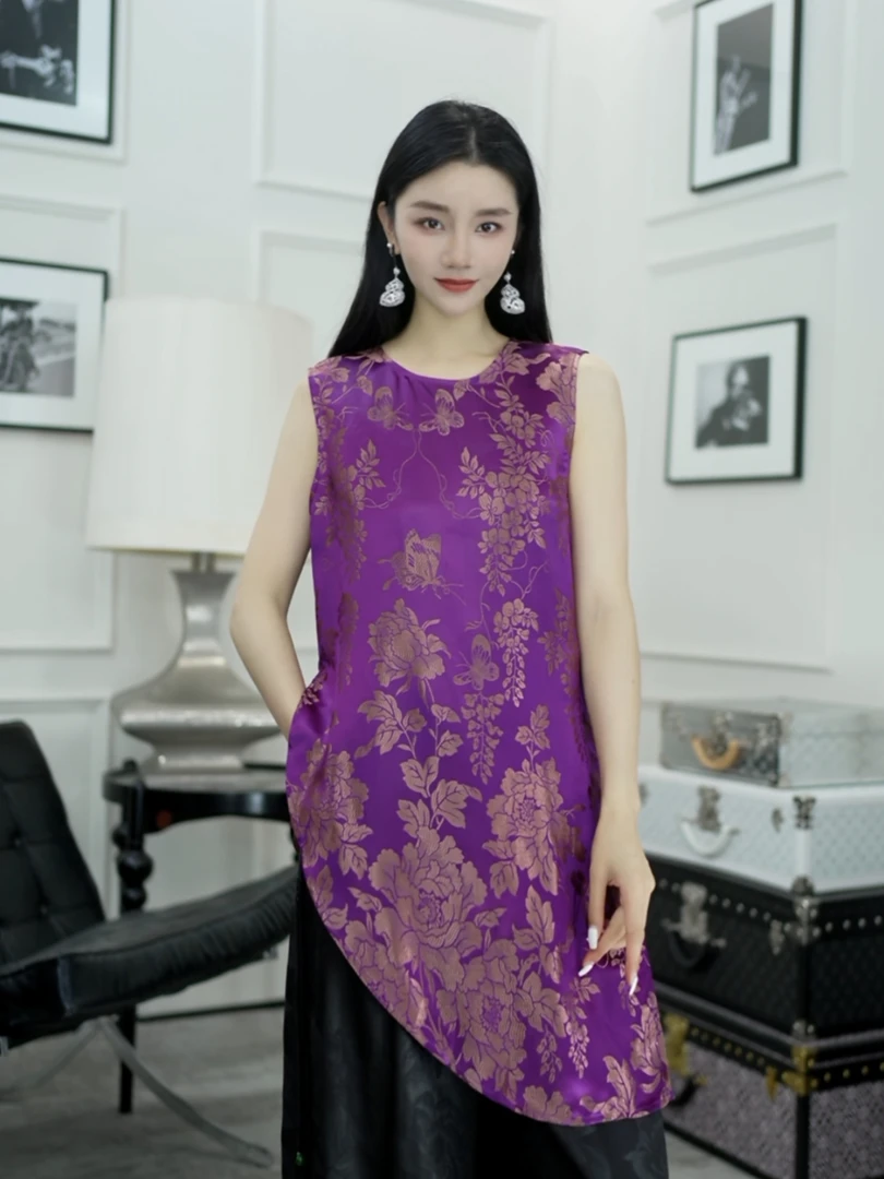 Betty Bairn【传承/ 紫衣霓裳】新中式桑蚕丝刺绣连衣裙25B-BW230