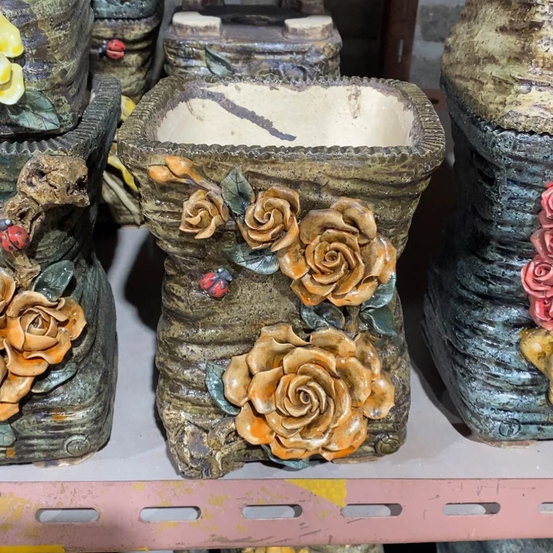 红陶青藤花器多肉花盆