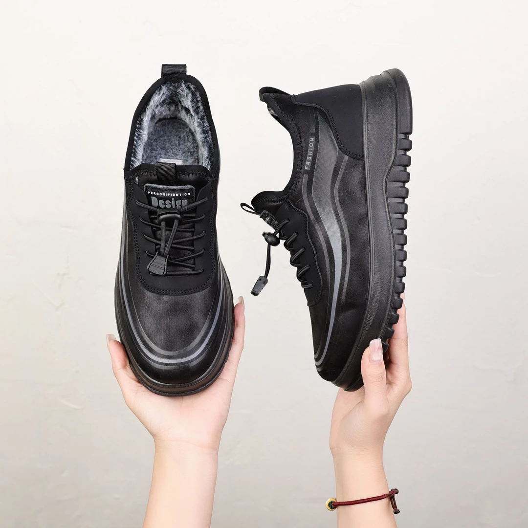 祥福云休闲运动懒人一脚蹬男士户外加绒加厚防滑软底棉鞋