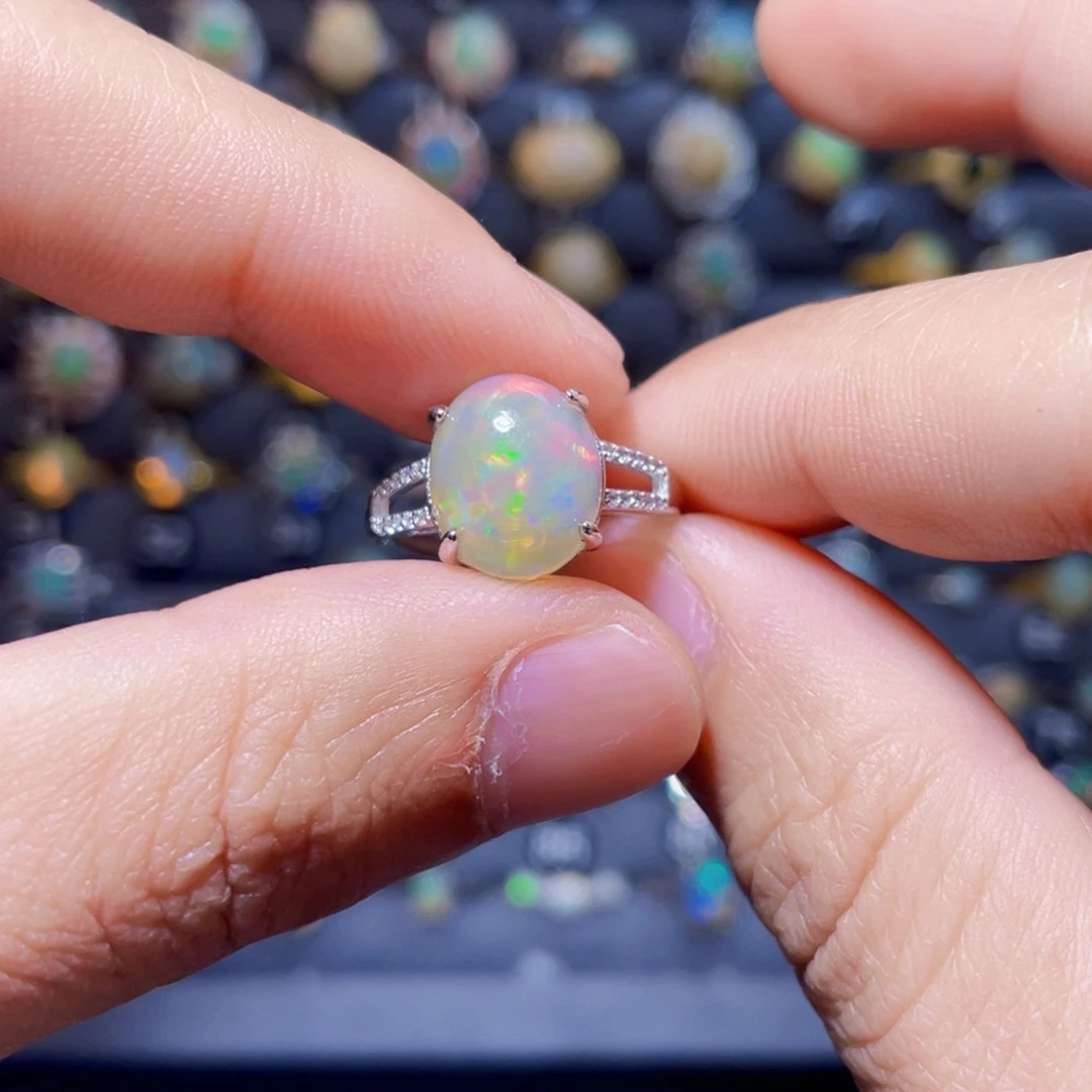 欧泊戒指）银S925镶嵌紫*