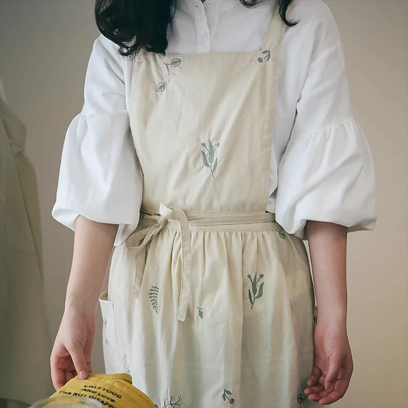 日式围裙高级感年轻款女厨房家用防泼水做饭棉麻姜妍同款工作服