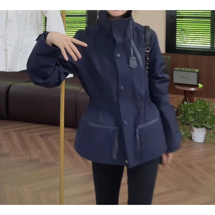 幂幂设计款新款女士韩版时尚气质工装短外套宽松休闲机车服冲锋衣