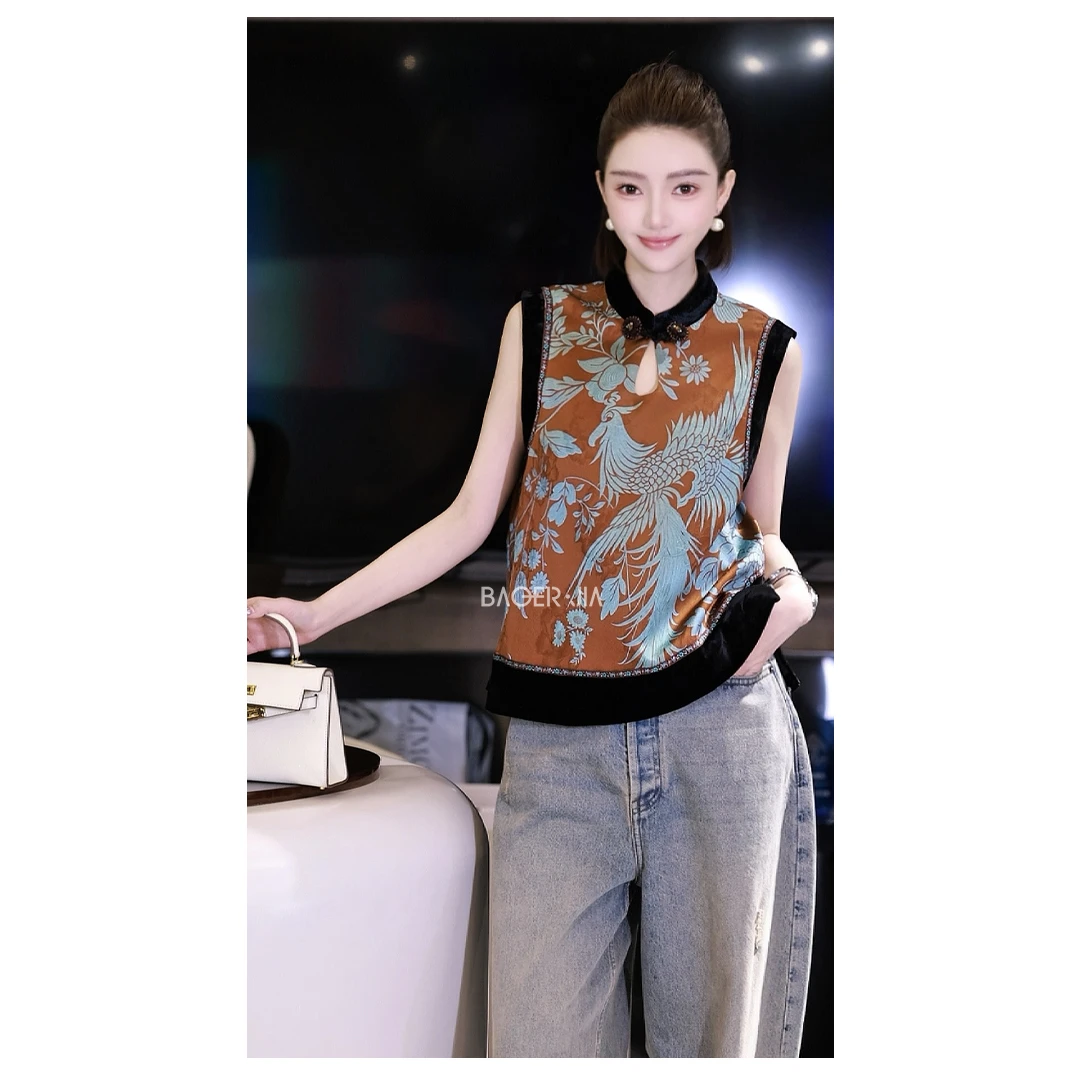 32-【凤凰生花】宝儿家含幂BJ107725308XQ秋季新款国风吉祥提花马甲