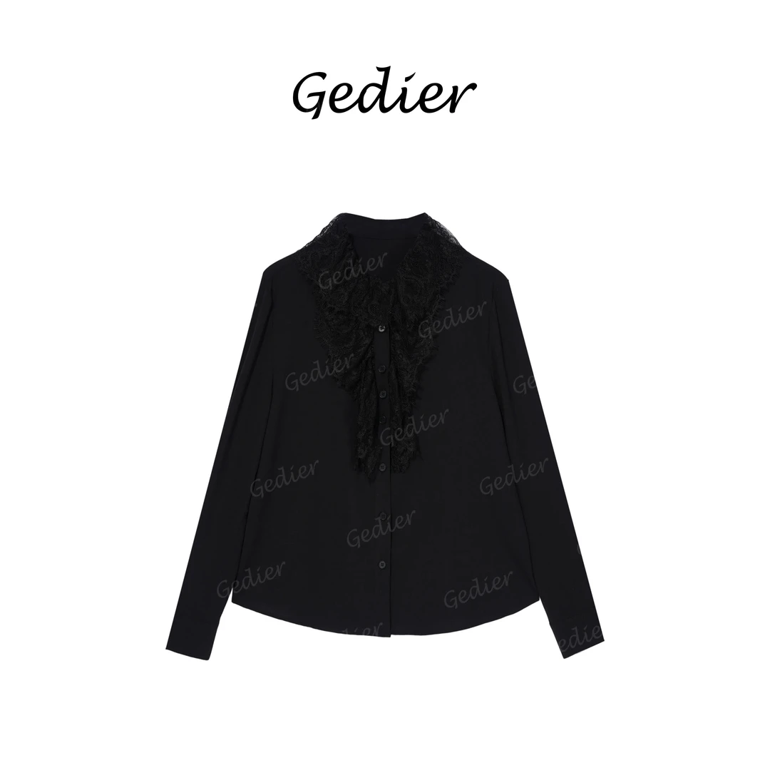 【歌蒂尔】2025年春季欧若风领口蕾丝装饰长袖衬衫CG520039Y
