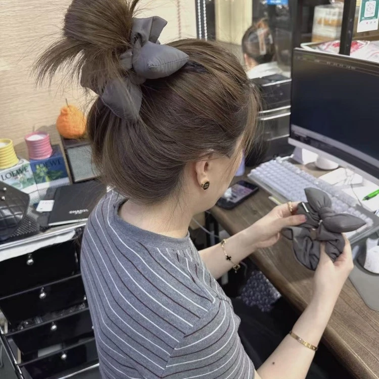 韩版充棉蝴蝶结发绳女高级感盘发皮筋后脑勺发圈头饰马尾头绳发饰