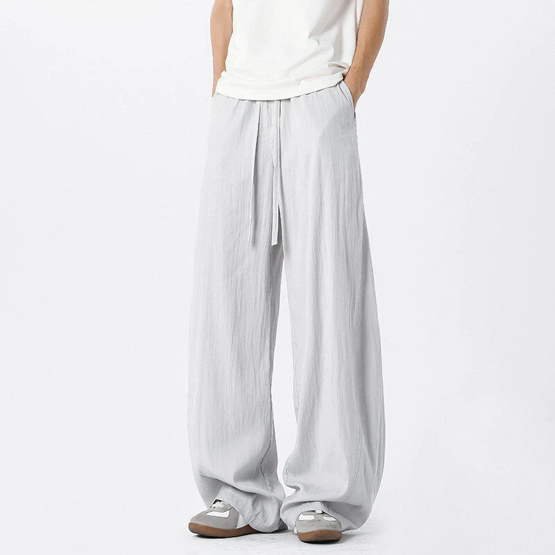 夏季潮流直筒薄款冰丝裤常规款男裤大码品质休闲裤莱赛尔锦纶