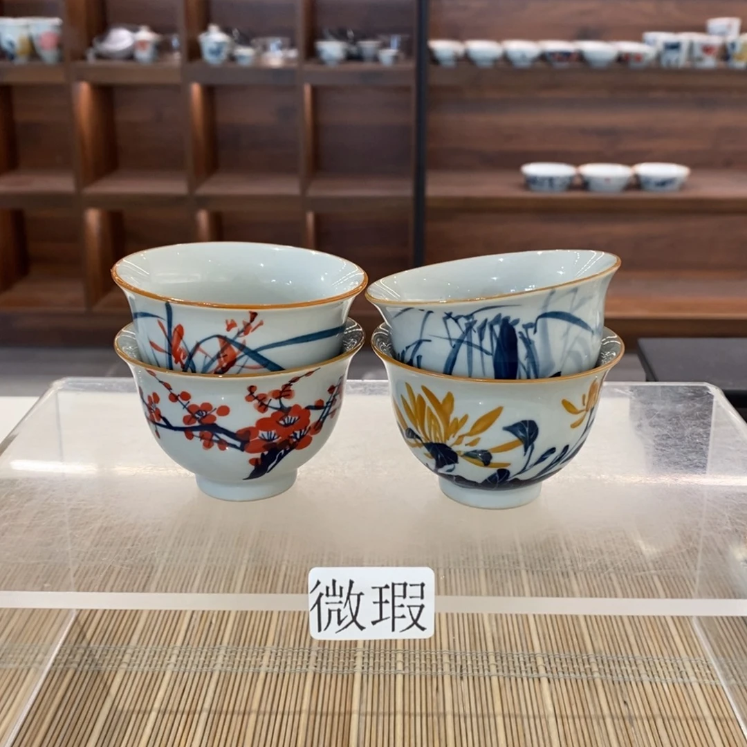 釉下彩老陶泥手工绘制