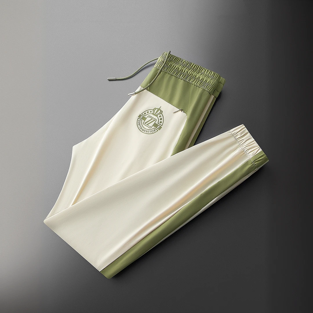 HAESONMENEAT哈逊梅奈夏季高端时尚潮流拼接冰丝速干男运动休闲裤