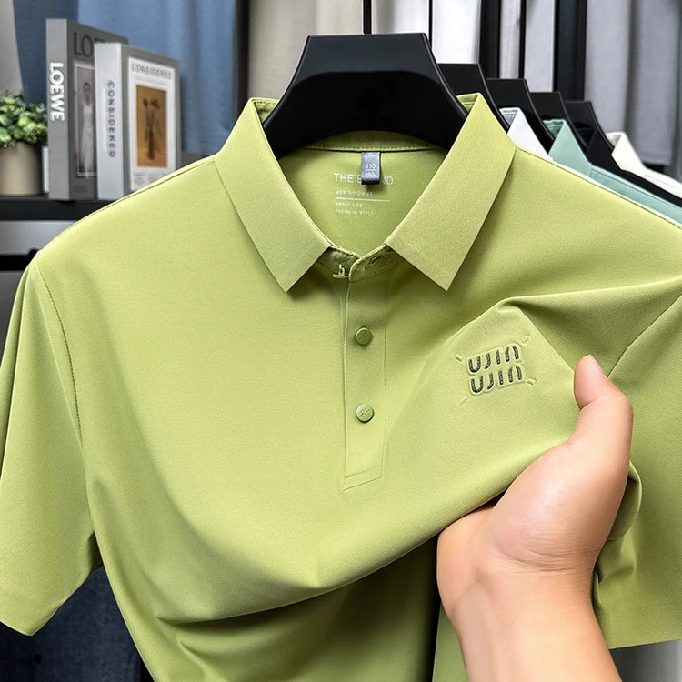 重推荐【全无痕工艺】3D钢印logo含桑蚕丝男士短袖polo衫