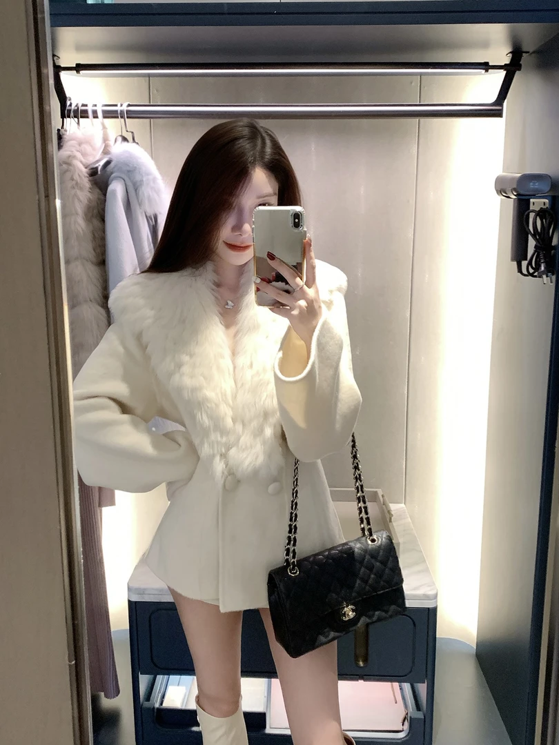 【千山暮雪】2025秋冬新千金感小香风毛呢纯欲设计感收腰显瘦领外套