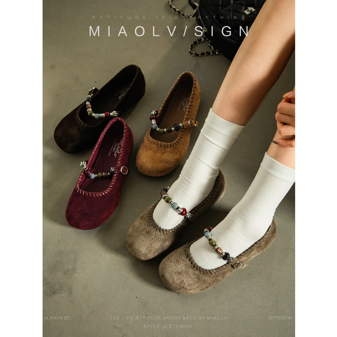 YF50「高奢头层真皮用料」妙侣法式复古玛丽珍鞋女春秋小众低跟单