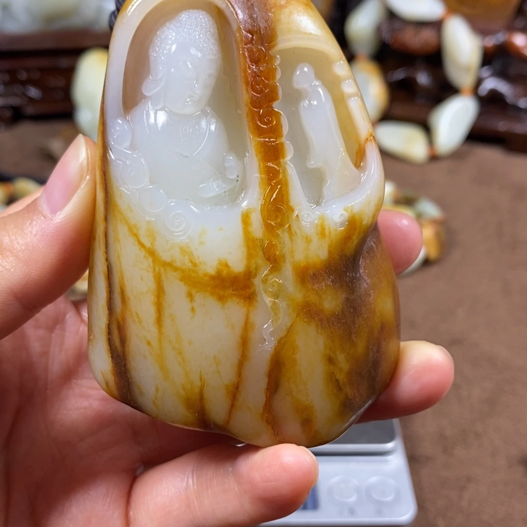 和田玉未镶嵌把件悟道