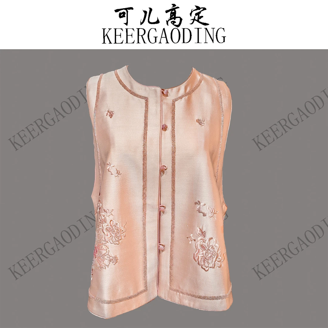 【可儿•高定】高端新中式设计师款重工手推绣丝毛马甲BZ-M36808L