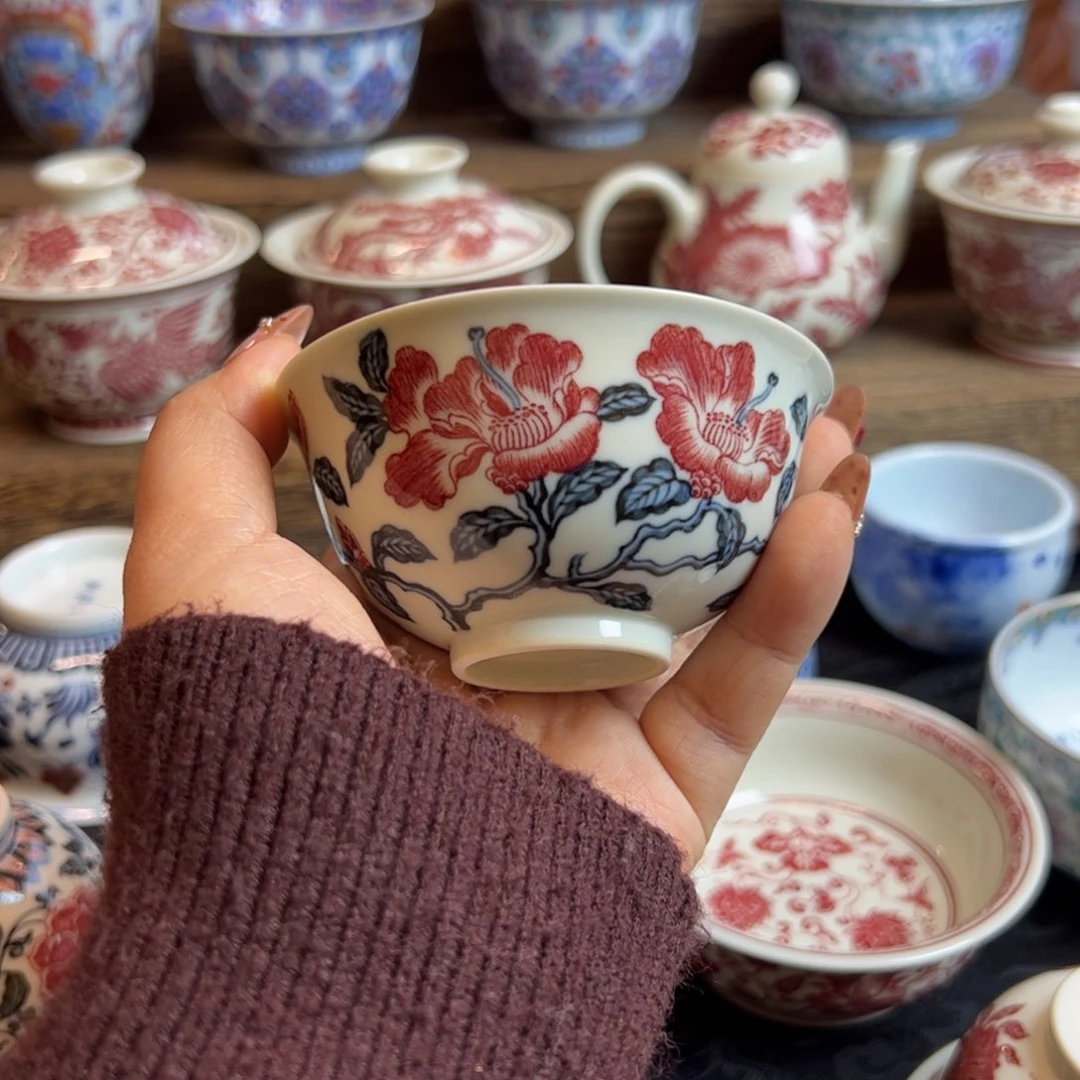 Y正绎堂杜鹃花撇口杯