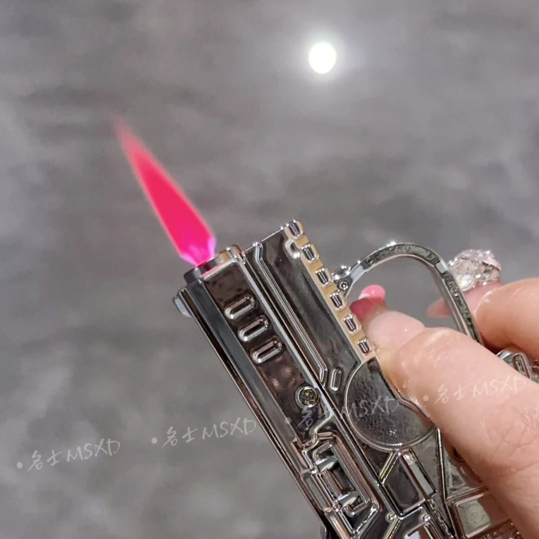 新款创意折叠防风打火机枪双形态解压指尖陀螺网红个性手枪打火机