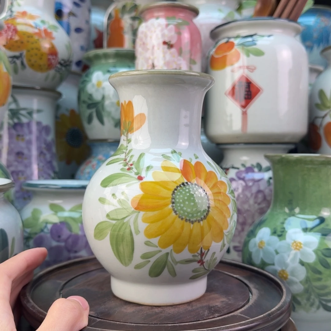 景德镇陶瓷手绘花瓶无孔
