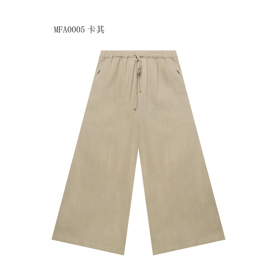 【麻訪家】MFA0005卡其复古文艺宽松显瘦百搭休闲阔腿裤