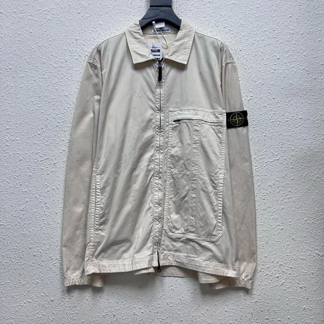 99新 STONE ISLAND SINCE/石岛 浅卡其色 袖标拉链外套 XL YH9259