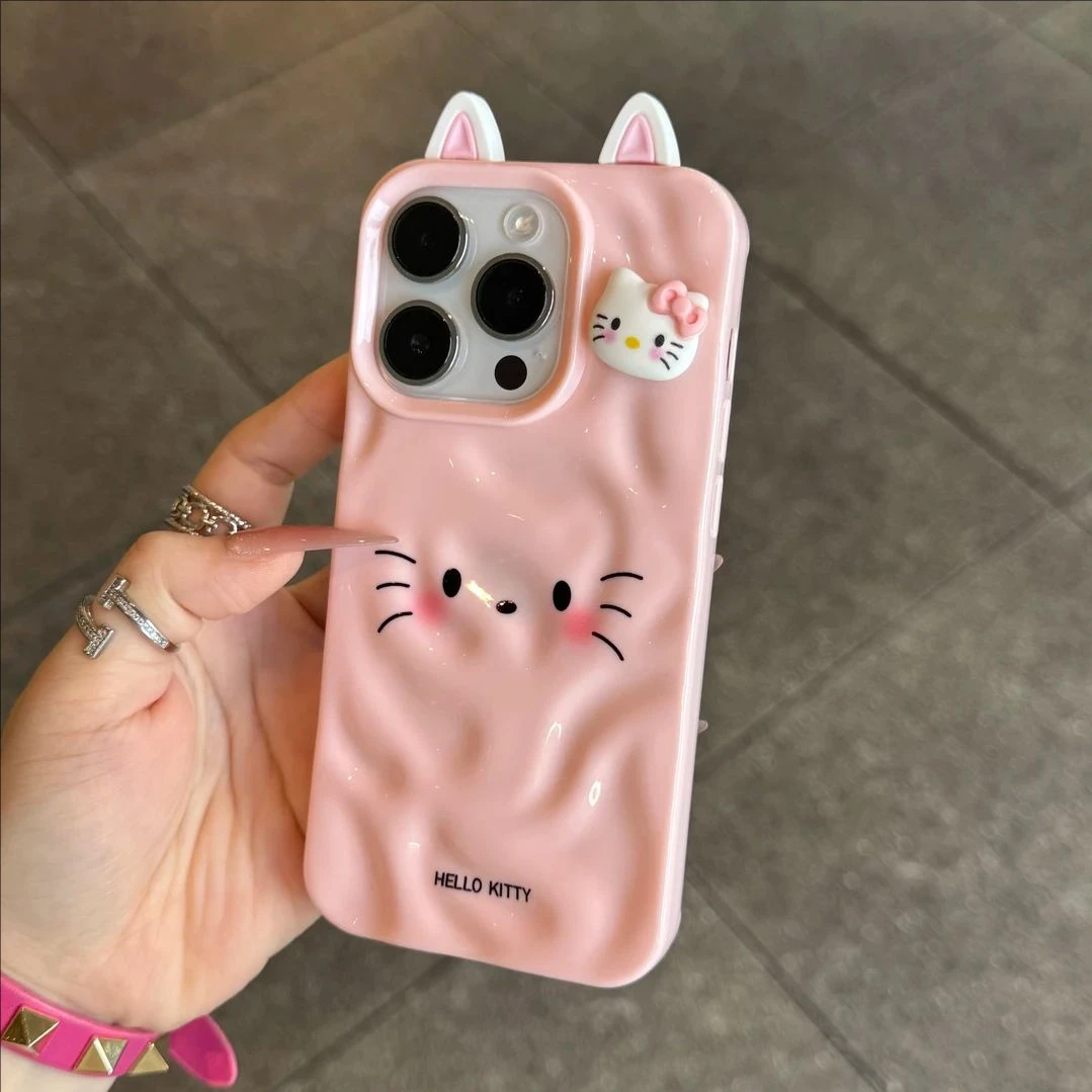 适用苹果15/16少女心凯蒂猫贴件防滑vivos30promini软壳保护套