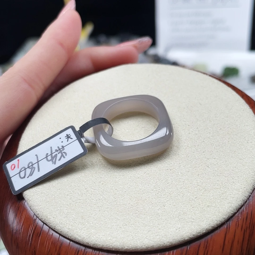 和田玉未镶嵌戒指O12一口紫罗兰17.4