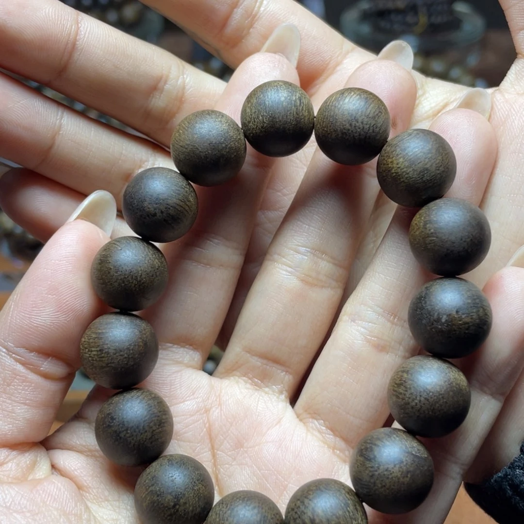 沉香手串林*伸越南富森红土沉香1.4圆珠沉水级