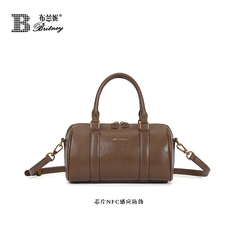 M.YBRITNEY/布兰妮新款棕色手提单肩斜挎圆筒包B1612