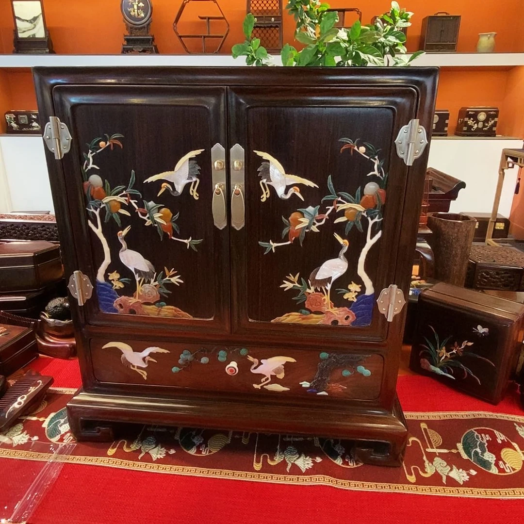 小***竹大红酸枝百宝嵌柜