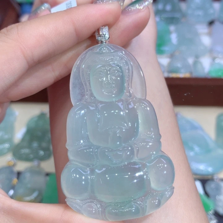 翡翠18K金镶嵌吊坠(不含链)观音