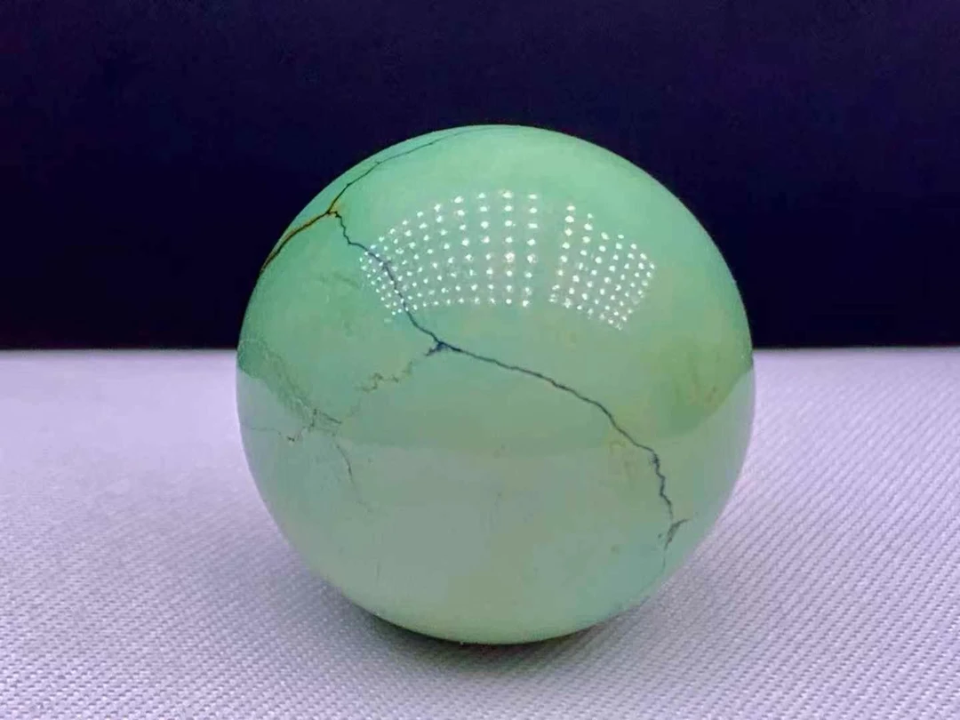 纯天然高瓷绿水草纹绿松石圆珠，直径19+，高瓷高密，无油水，玻璃底