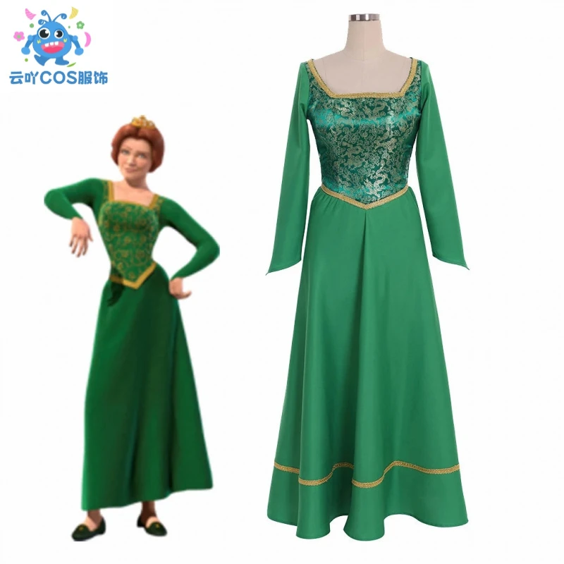 云吖cosplay服 菲奥娜cos服装 绿色修身连衣公主裙裙色演出长款服