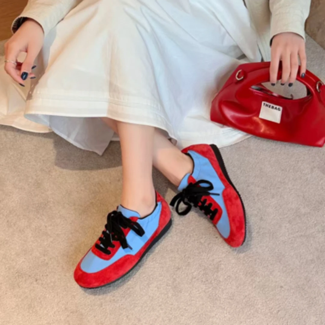 真皮时尚百搭德训鞋女2025新款春夏爆款软底轻便运动休闲鞋