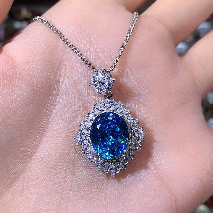 吊坠925银海蓝色吊坠白1012