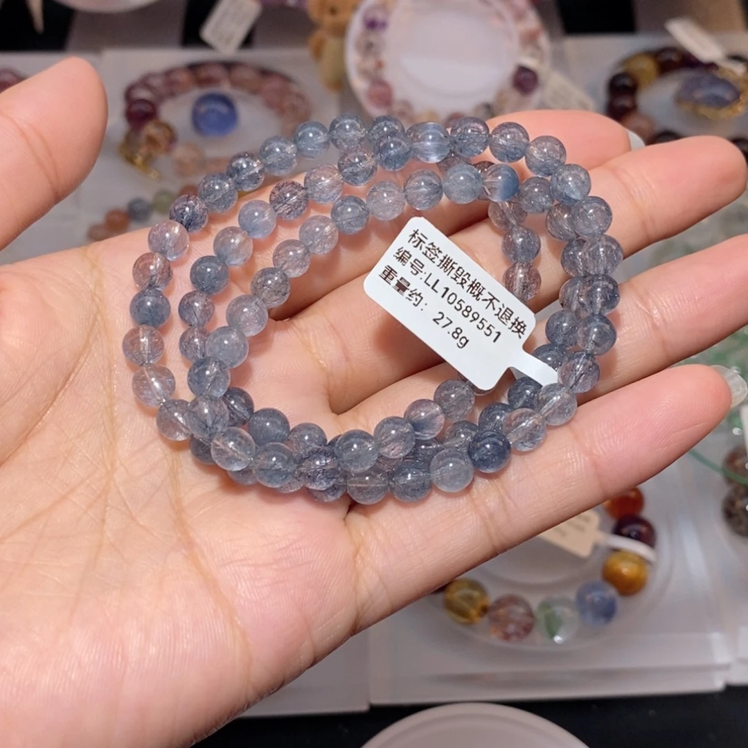 未镶嵌手链水晶多圈蓝钢丝兔毛手链6