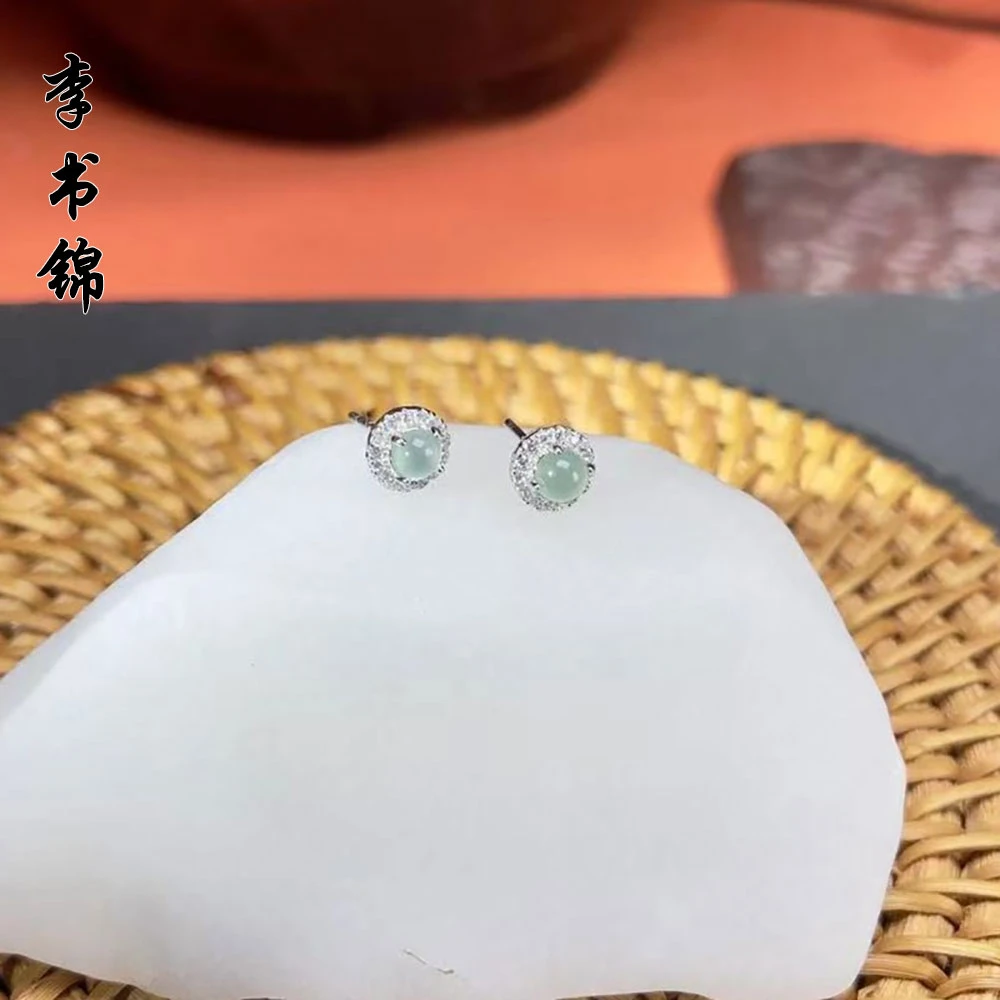 李书锦翡翠蓝水圆珠耳钉 BY A227 1208 307 【拍一发一】多样性发货