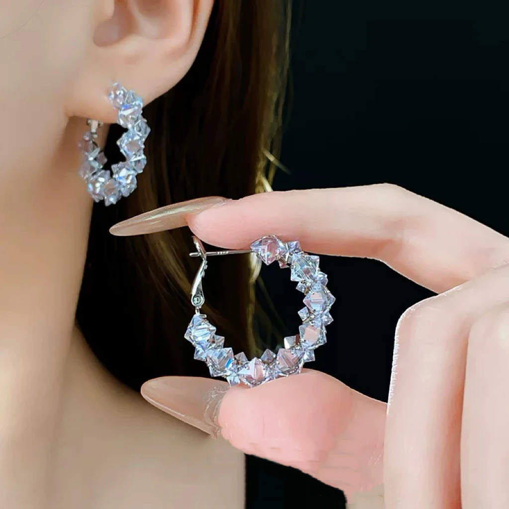 铜合金耳饰 【8389】高级感几何圆形耳环轻奢优雅气质耳圈清冷风