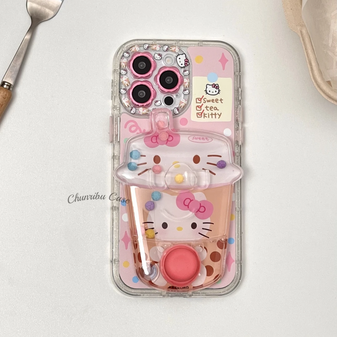 个性怀旧童年水机粉底甜茶kitty适用苹果16手机壳iphone15/14/13