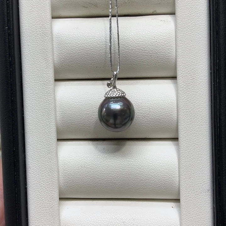 银S925镶嵌颈饰海水珍珠大溪地11-12mn 118号