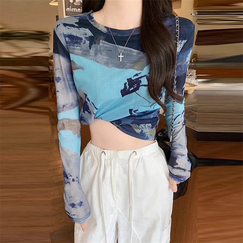 圆领春季时髦个性t恤2025年文艺范内搭显瘦女装设计潮流韩版上衣
