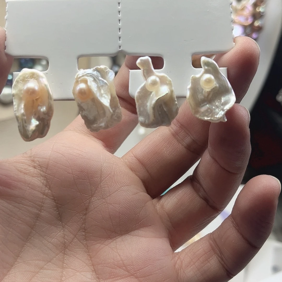 淡水珍珠耳饰未镶嵌【纯恬】多样性发货发一