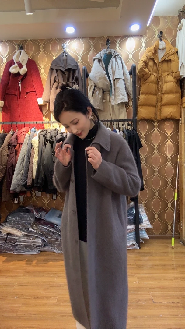 韩尤简同款百搭休闲针织羊毛外套