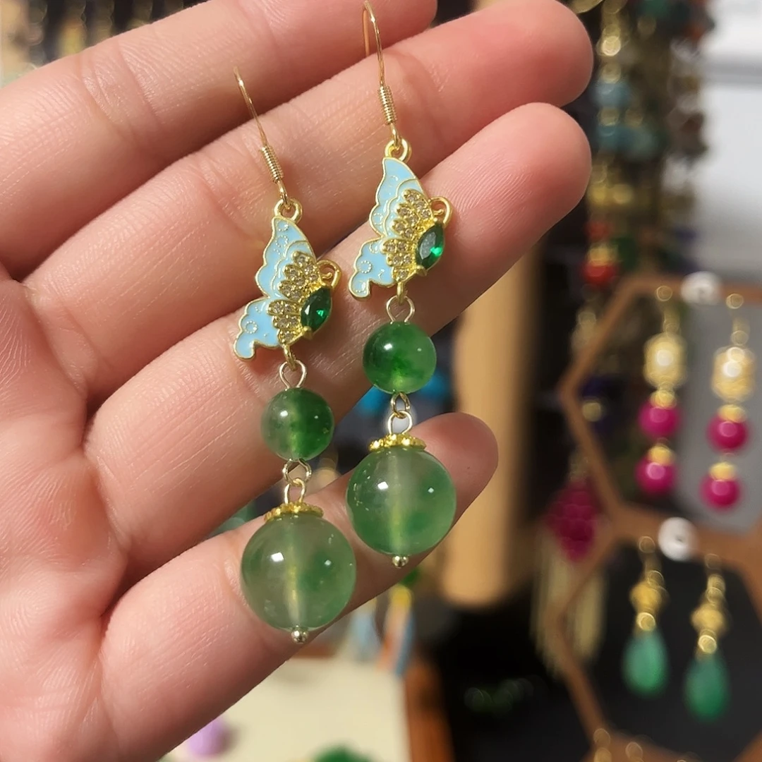 锆石纯铜925银耳饰