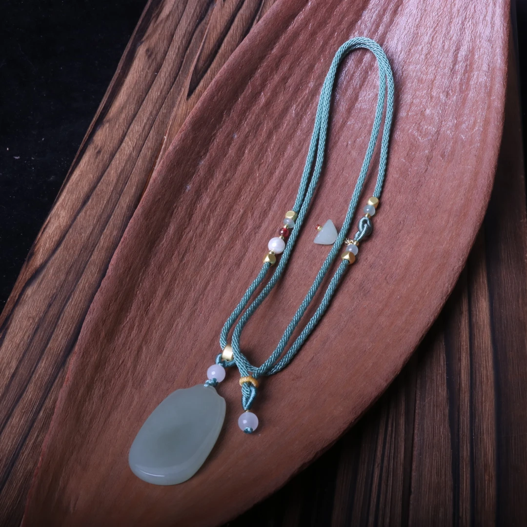 【石语珠宝】和田玉23mm左右平安无事牌diy手工编绳项链y009