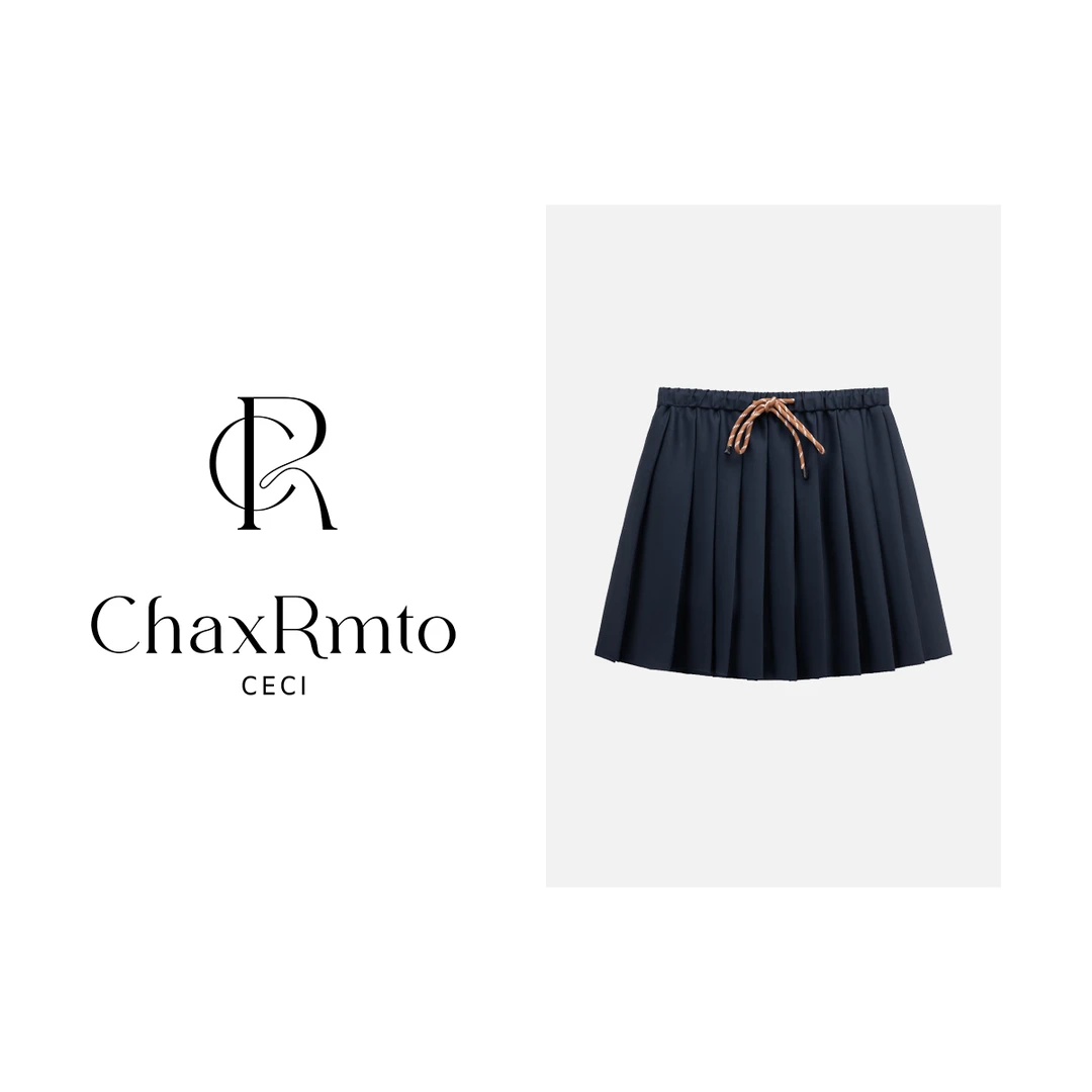 ChaxRmto 2025夏季松紧腰百褶显瘦半裙 斯斯CC1B1495